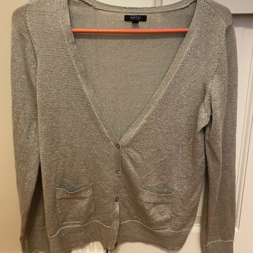 Apt 9 Metallic silver button up cami